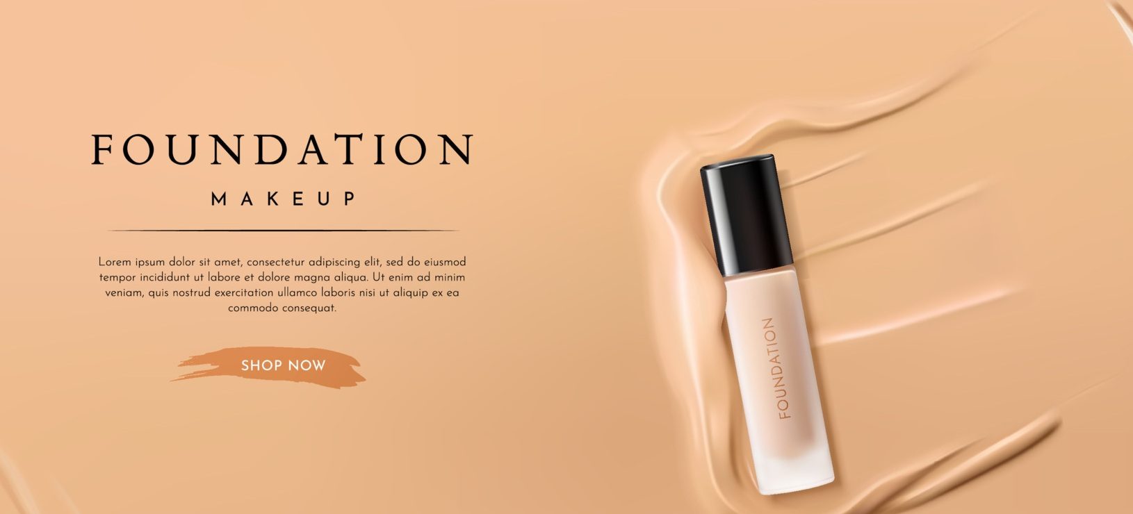 liquid-foundation-makeup-advertising-banner-template-vector
